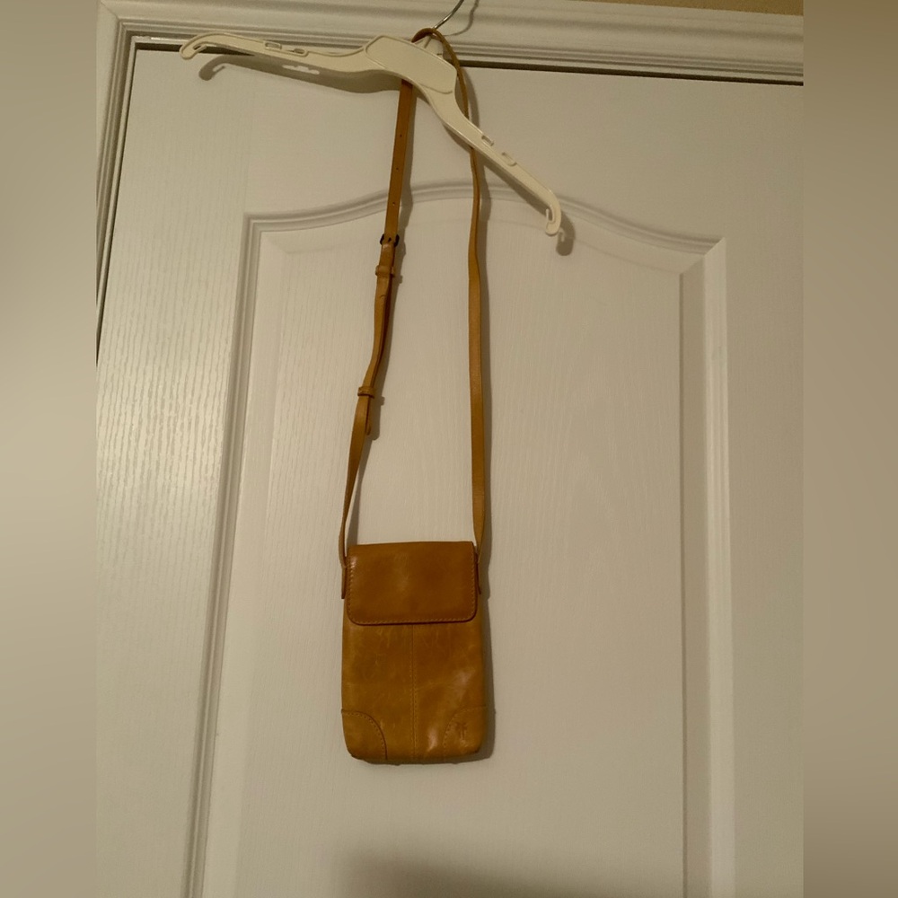 Fry Leather Crossbody phone purse.. color is mustard - Picture 1 of 12
